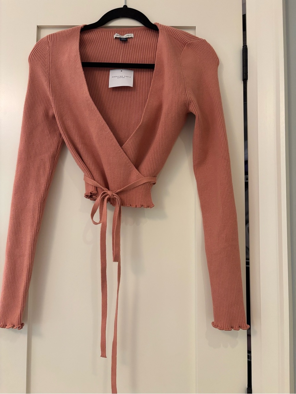 NWT-American Eagle Ribbed Wrap Crop Top - Dusty Rose